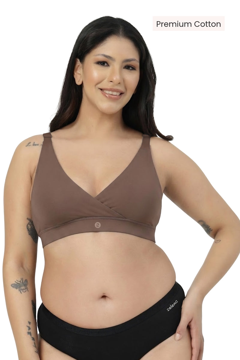 247 Extra Support Cotton Feeding Bra with Adjuster - Mocha
