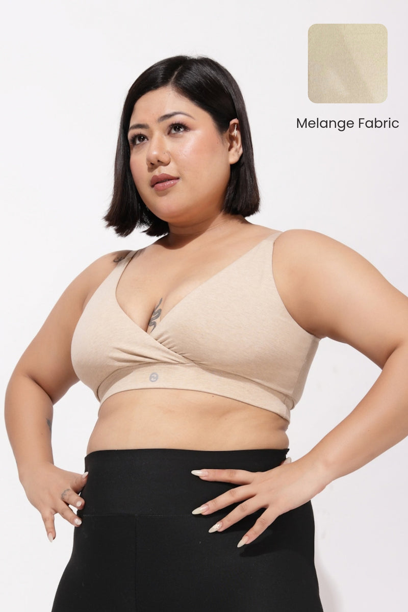 247 Extra Support Cotton Feeding Bra with Adjuster - Melange Beige
