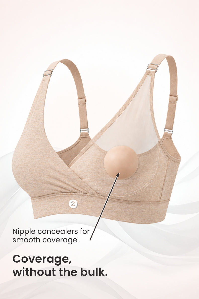 247 Extra Support Cotton Feeding Bra with Adjuster - Melange Beige