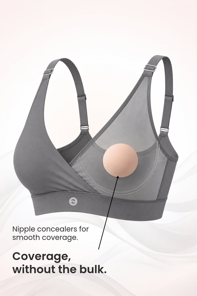 247 Extra Support Cotton Feeding Bra with Adjuster - Dark Grey