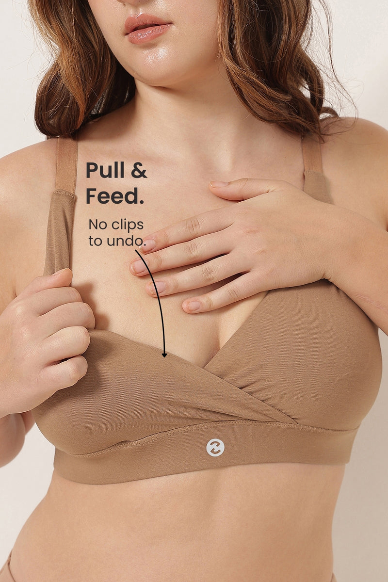 247 Extra Support Cotton Feeding Bra with Adjuster - Honey