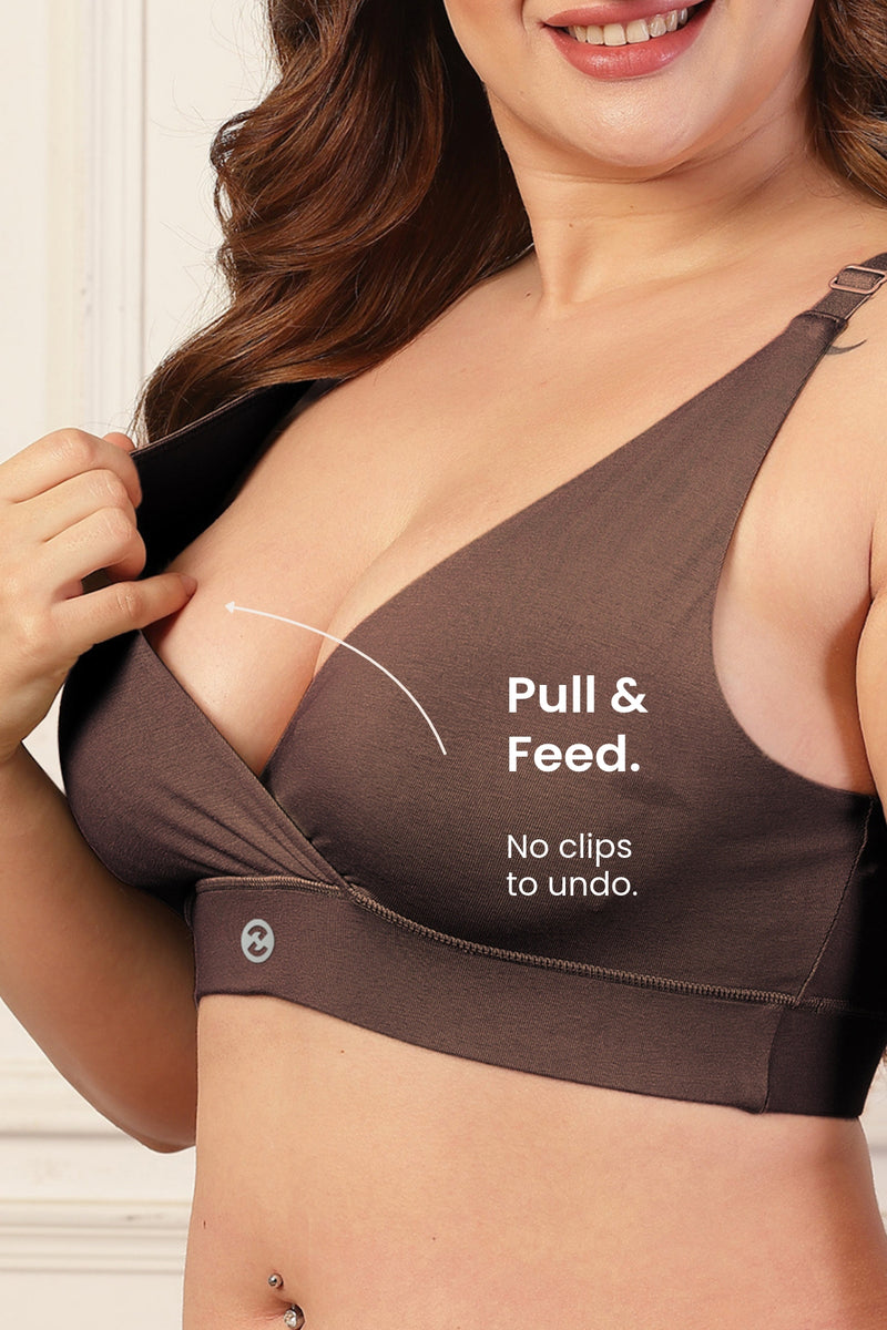 247 Extra Support Cotton Feeding Bra with Adjuster - Brown