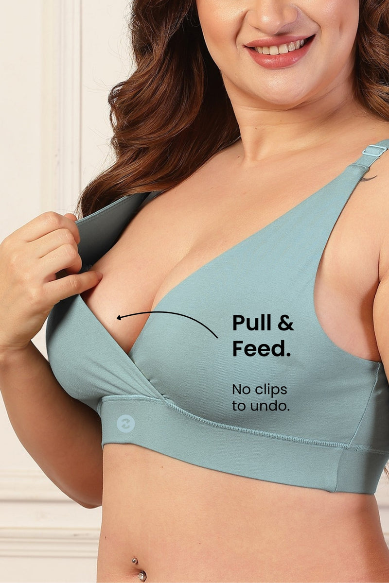 247 Extra Support Cotton Feeding Bra with Adjuster - Mint
