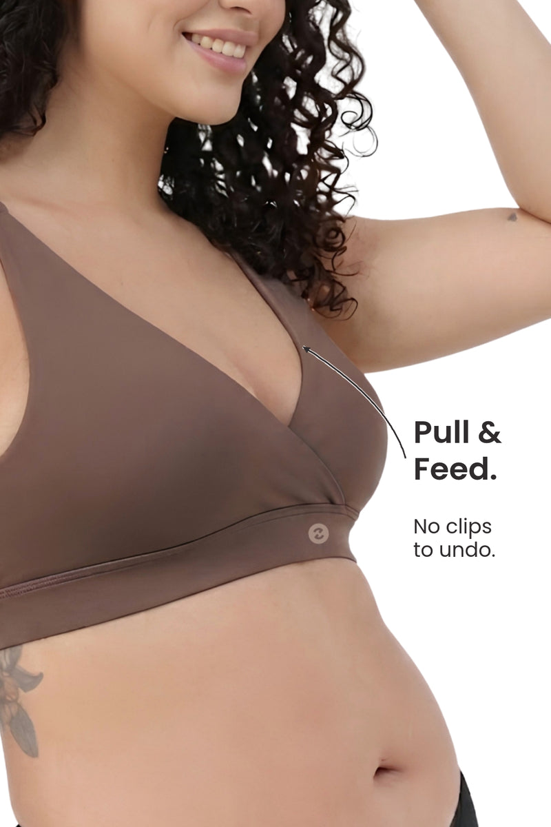 247 Extra Support Cotton Feeding Bra with Adjuster - Mocha