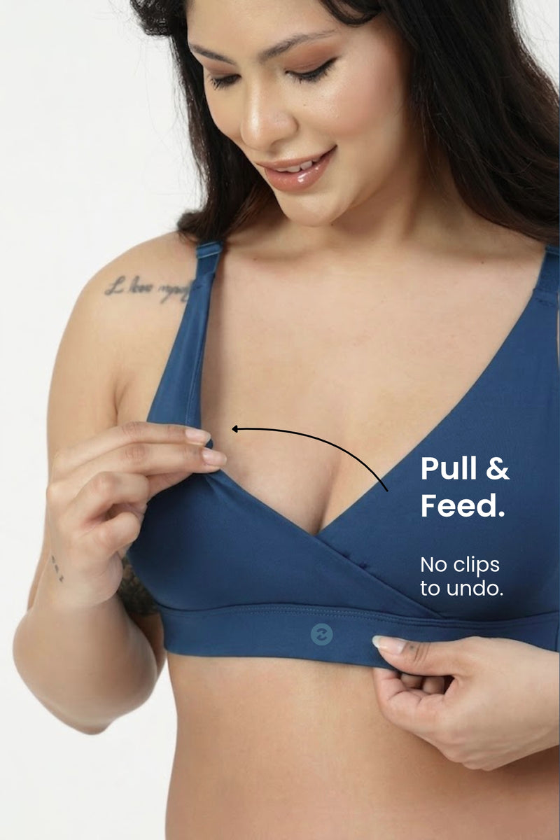 247 Extra Support Cotton Feeding Bra with Adjuster - Airforce