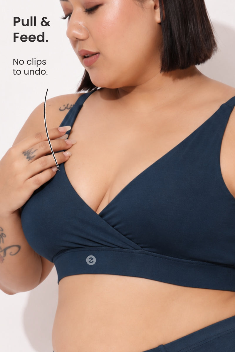 247 Extra Support Cotton Feeding Bra with Adjuster - Navy Blue