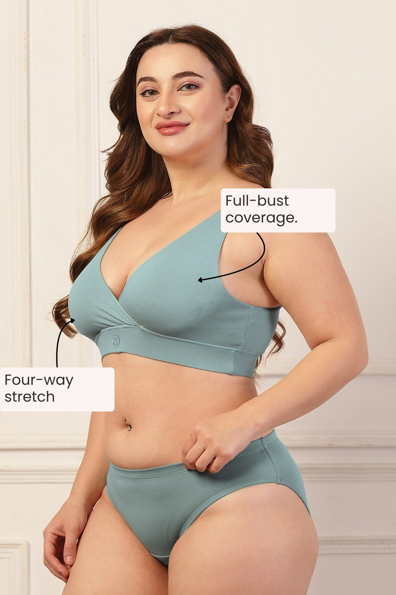247 Extra Support Cotton Feeding Bra with Adjuster - Mint