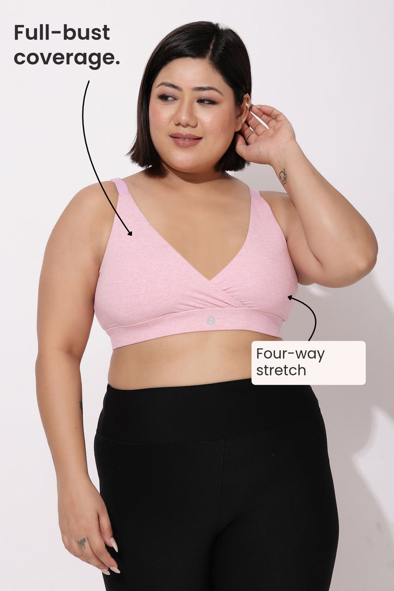 247 Extra Support Cotton Feeding Bra with Adjuster - Melange Pink