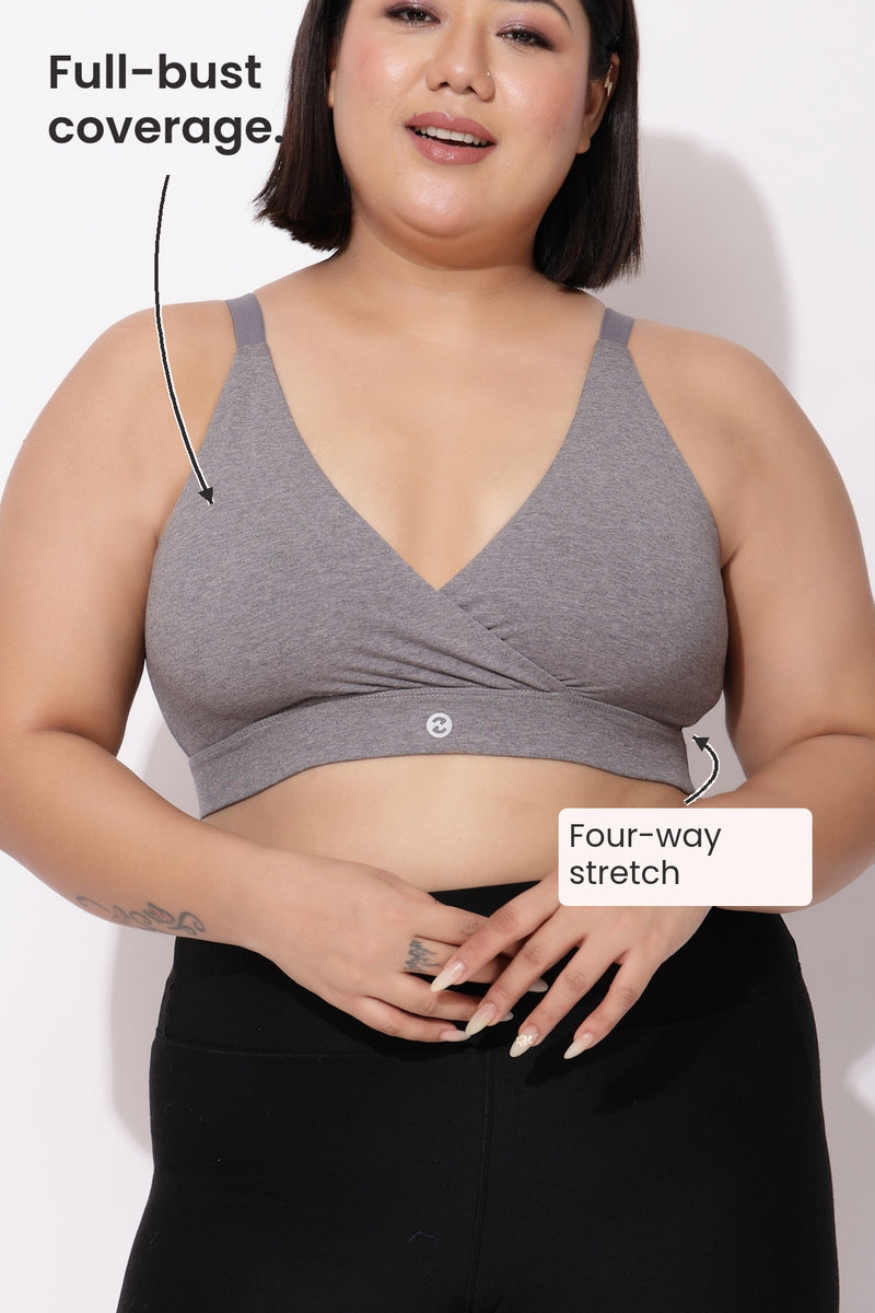 247 Extra Support Cotton Feeding Bra with Adjuster - Melange Anthrea