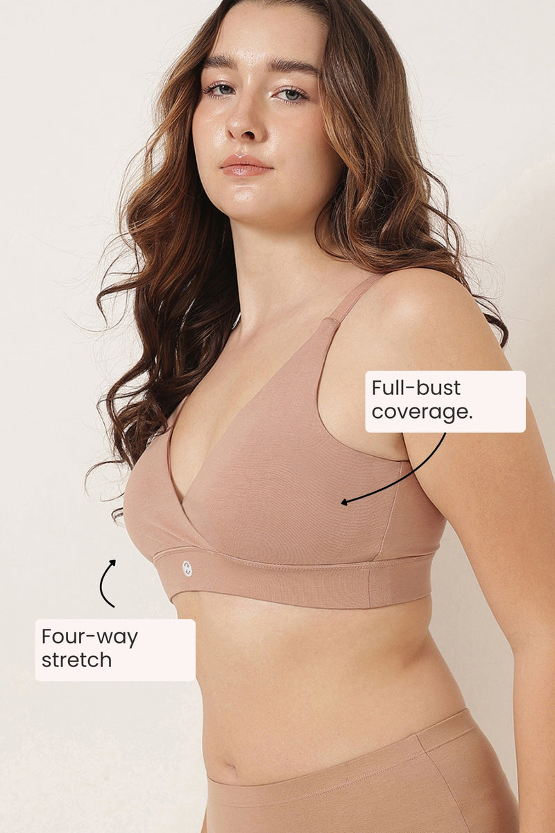 247 Extra Support Cotton Feeding Bra with Adjuster - Caramel