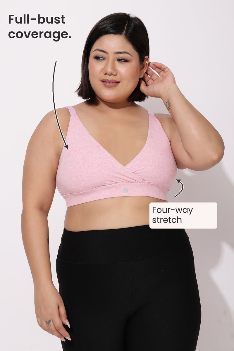 247 Extra Support Cotton Feeding Bra with Adjuster - Melange Pink