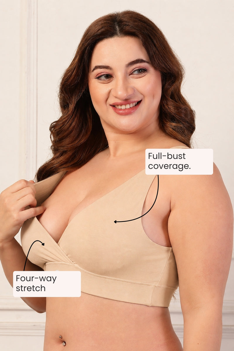 247 Extra Support Cotton Feeding Bra with Adjuster - Butter