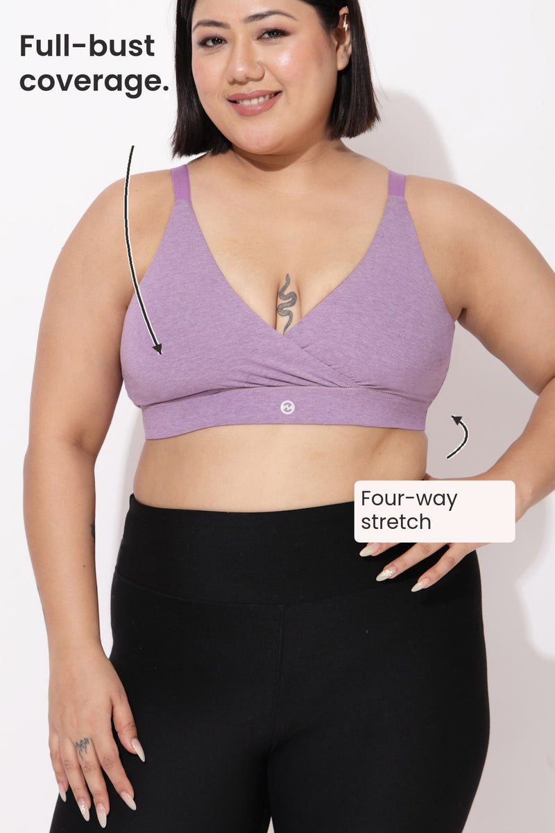 247 Extra Support Cotton Feeding Bra with Adjuster - Melange Purple