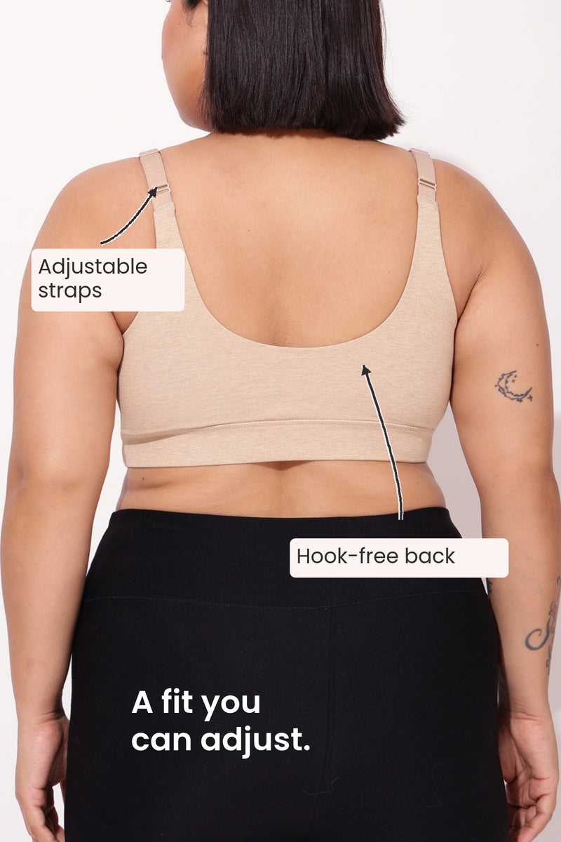247 Extra Support Cotton Feeding Bra with Adjuster - Melange Beige