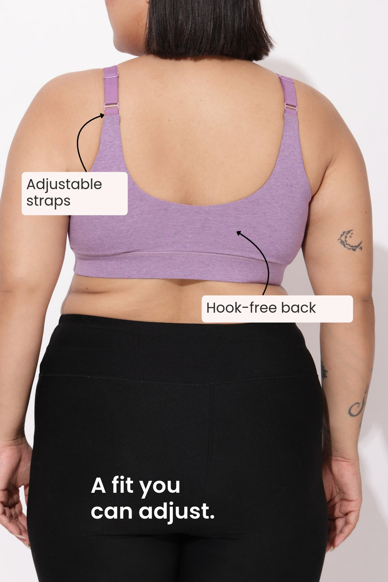 247 Extra Support Cotton Feeding Bra with Adjuster - Melange Purple
