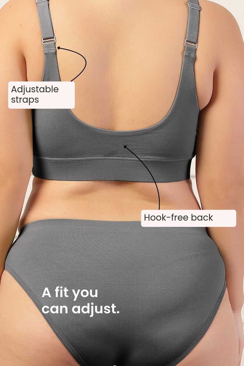 247 Extra Support Cotton Feeding Bra with Adjuster - Dark Grey