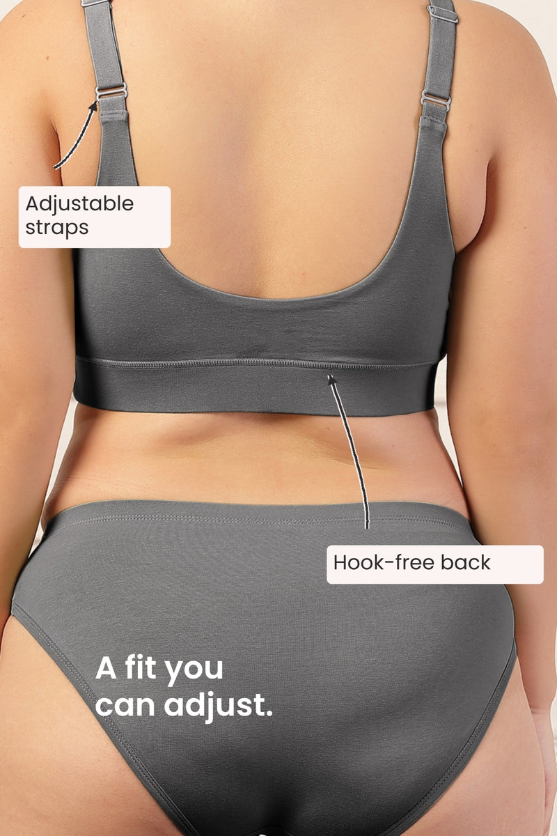 247 Extra Support Cotton Feeding Bra with Adjuster - Dark Grey