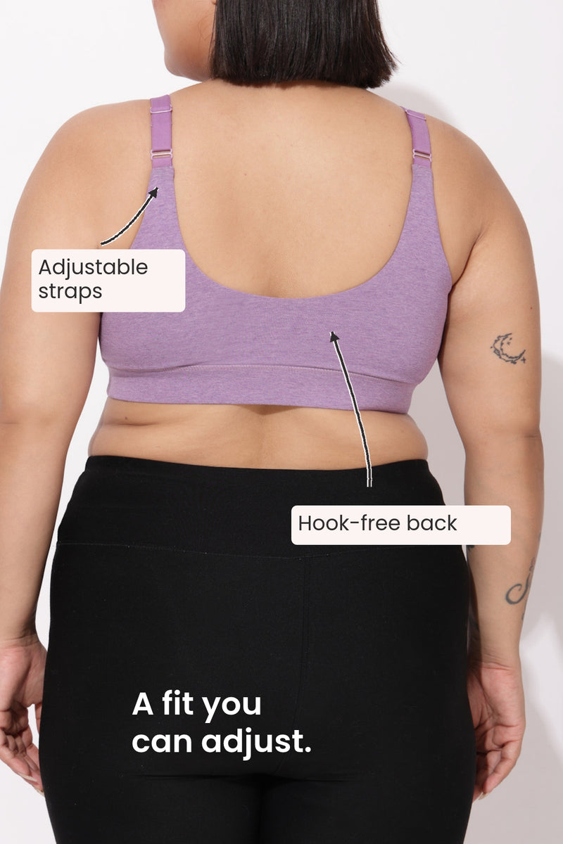 247 Extra Support Cotton Feeding Bra with Adjuster - Melange Purple