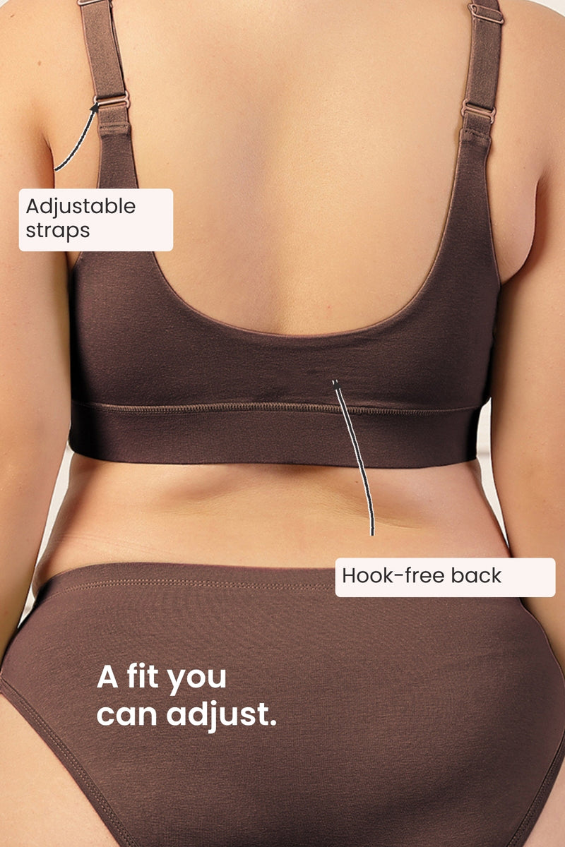 247 Extra Support Cotton Feeding Bra with Adjuster - Brown