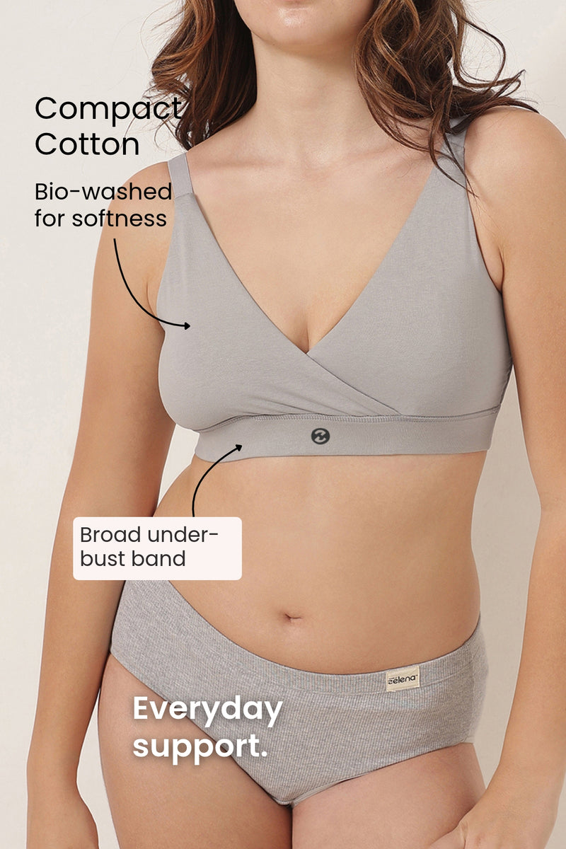247 Extra Support Cotton Feeding Bra with Adjuster - Light Grey