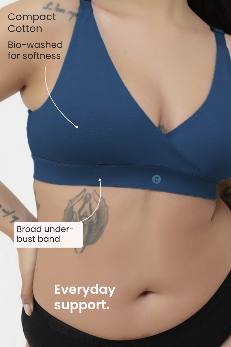 247 Extra Support Cotton Feeding Bra with Adjuster - Airforce