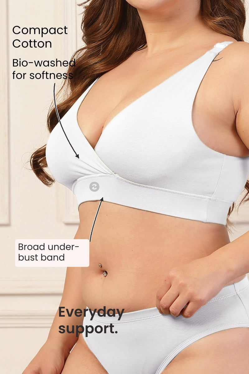 247 Extra Support Cotton Feeding Bra with Adjuster - White