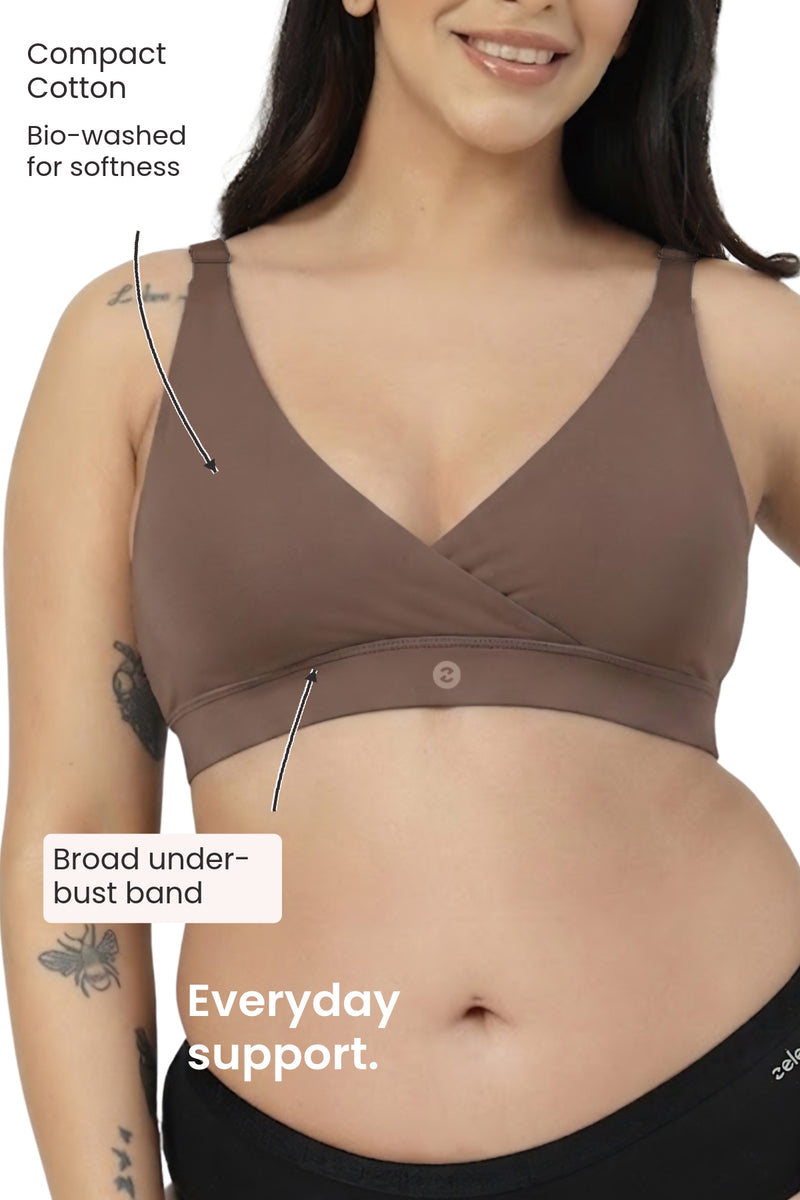 247 Extra Support Cotton Feeding Bra with Adjuster - Mocha