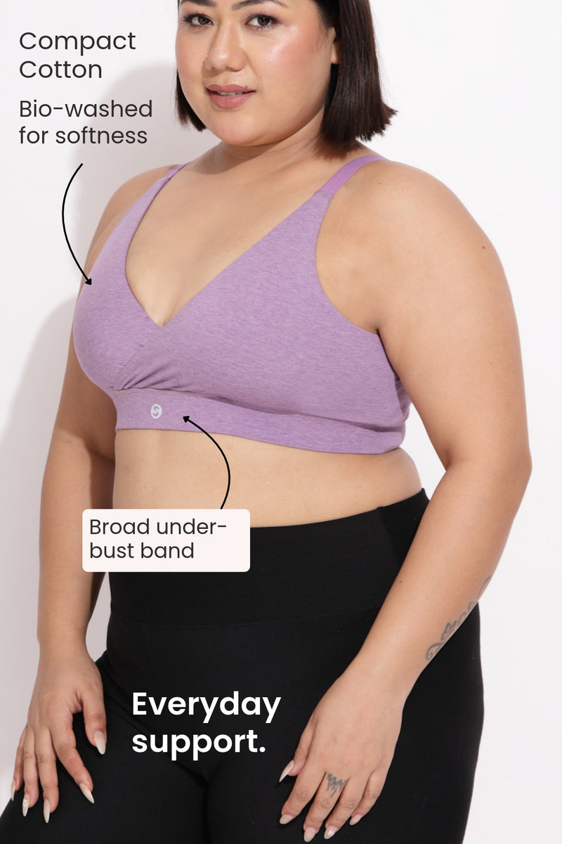 247 Extra Support Cotton Feeding Bra with Adjuster - Melange Purple