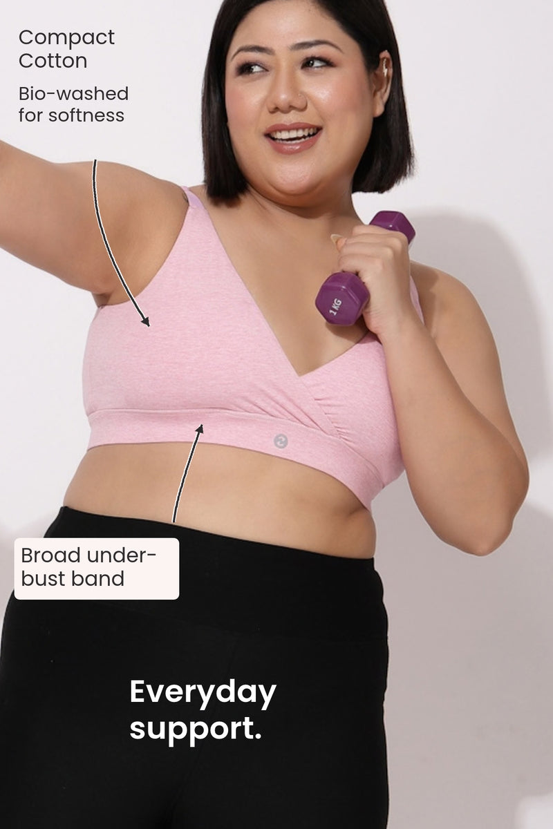 247 Extra Support Cotton Feeding Bra with Adjuster - Melange Pink