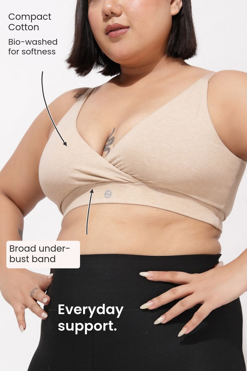 247 Extra Support Cotton Feeding Bra with Adjuster - Melange Beige