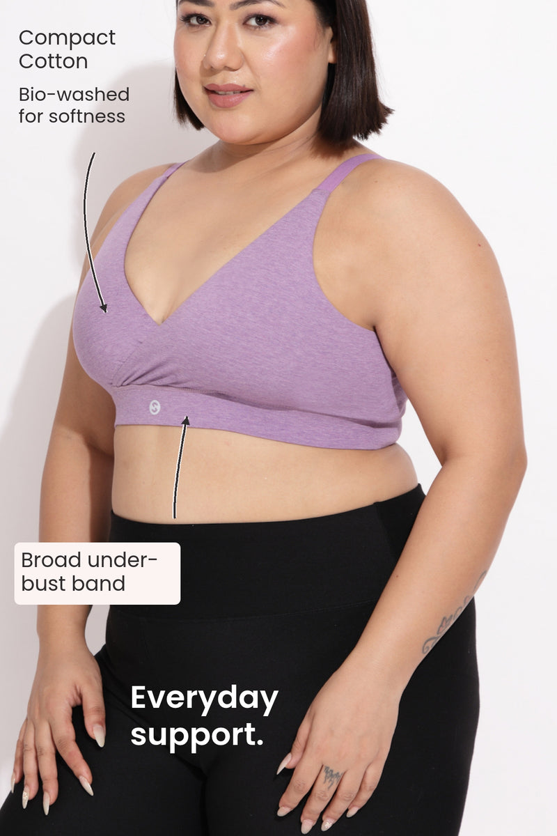 247 Extra Support Cotton Feeding Bra with Adjuster - Melange Purple