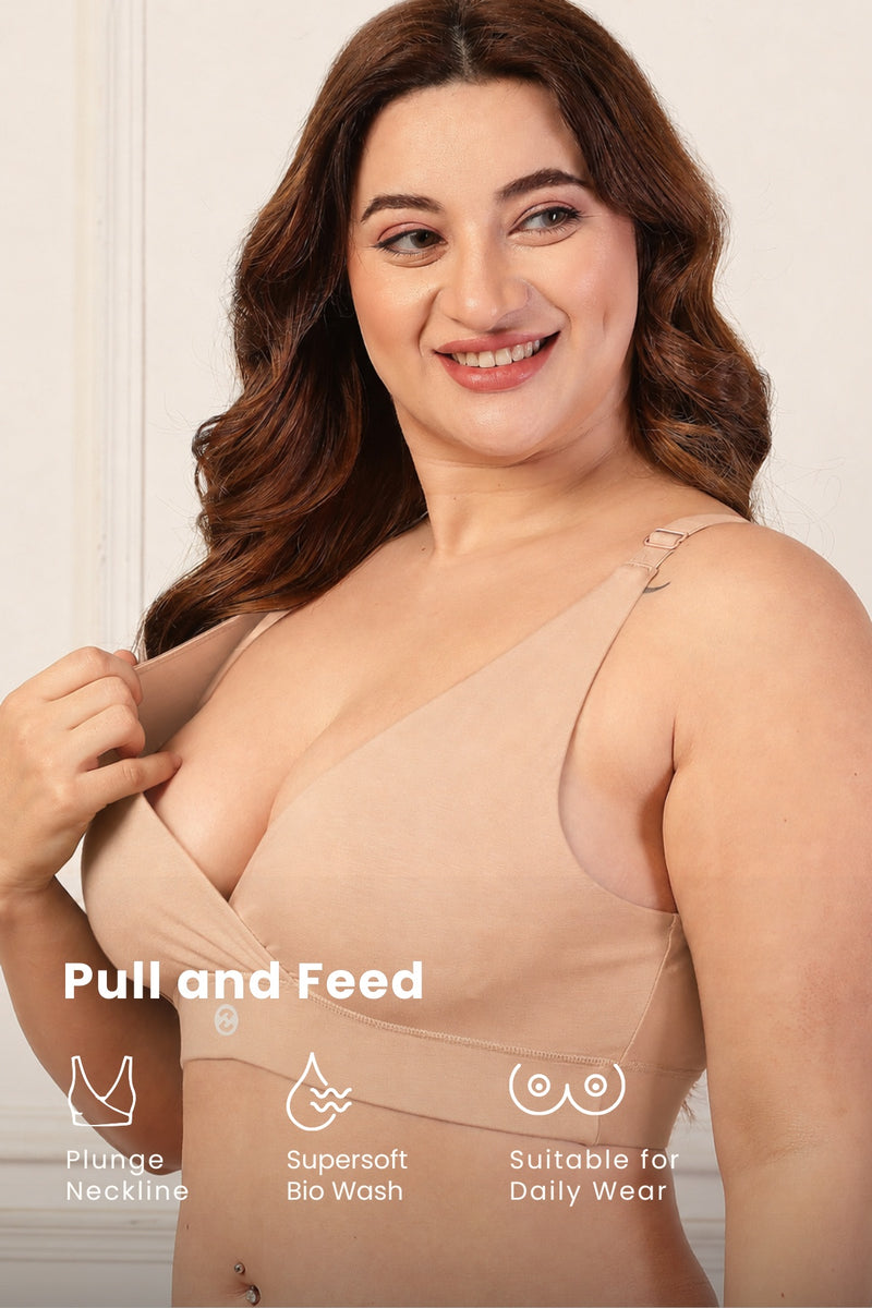 247 Extra Support Cotton Feeding Bra with Adjuster - Nude Almond