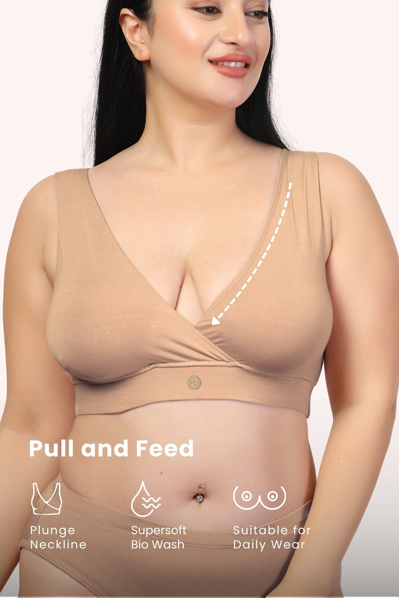 247 (Upgraded) Dark Skin Modal Padded Maternity Feeding Bra