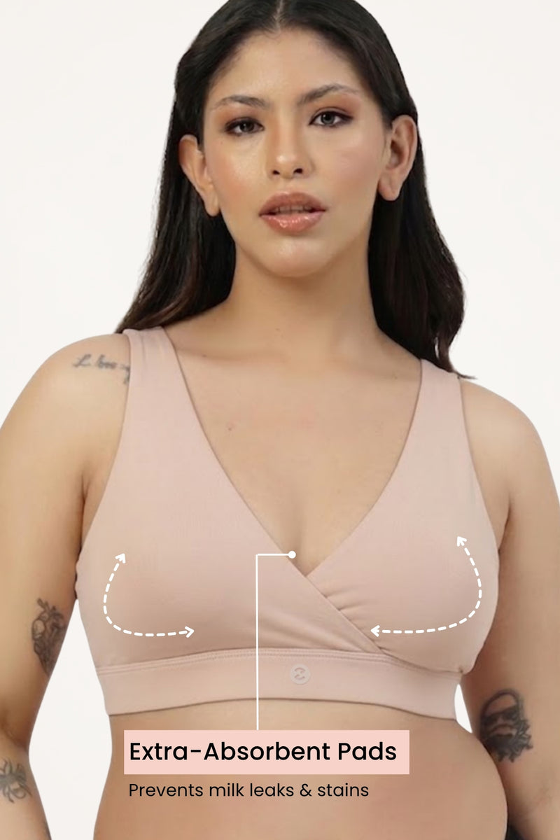247 (Upgraded) Modal Padded Maternity Feeding Bra - Nude Almond
