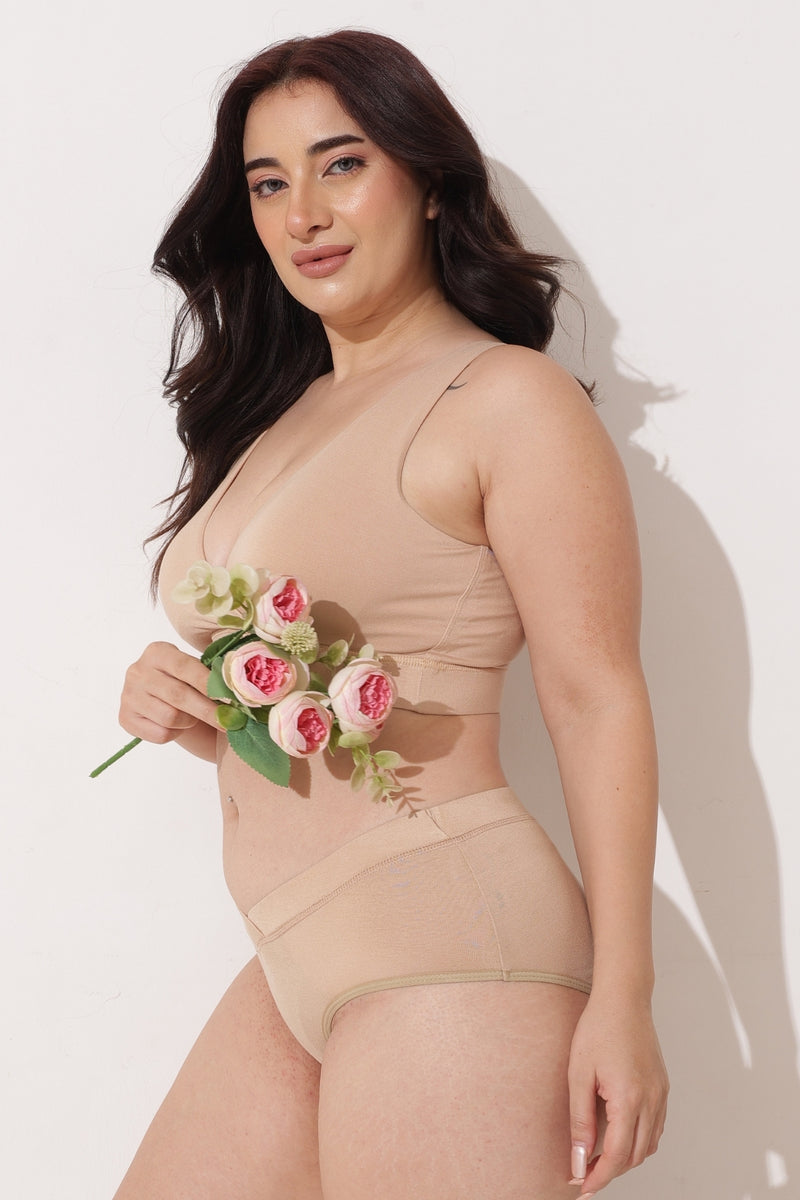 247 (Upgraded) Modal Padded Maternity Feeding Bra - Nude Almond