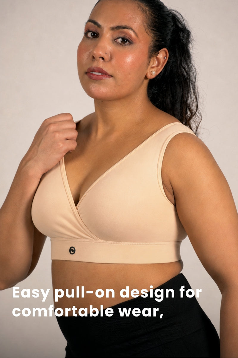 EasyMove non-padded Cotton Yoga Bra - Nude Almond