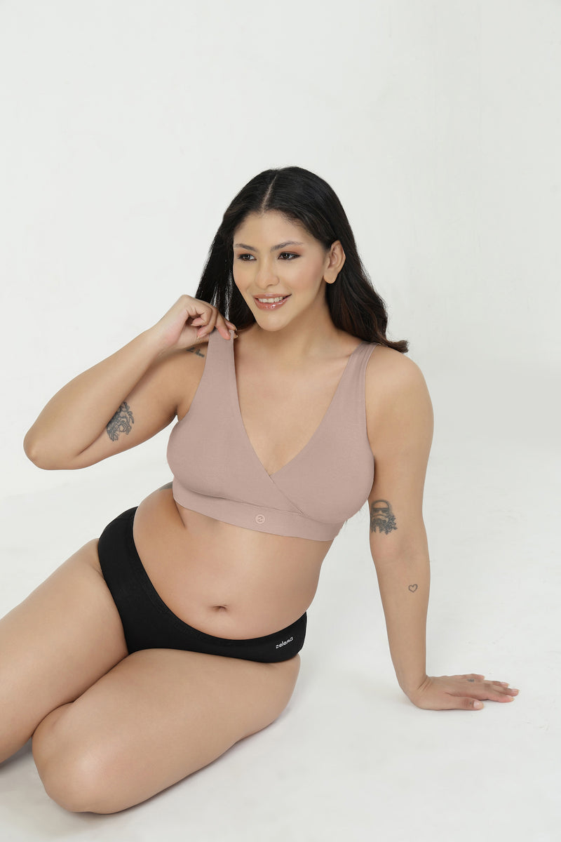 247 (Upgraded) Modal Padded Maternity Feeding Bra - Light Skin
