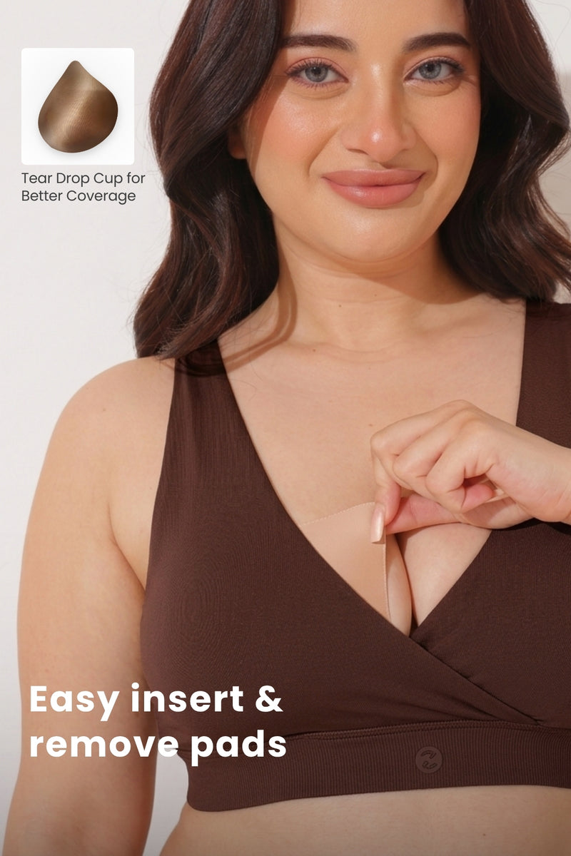 247 (Upgraded) Brown Modal Padded Maternity Feeding Bra
