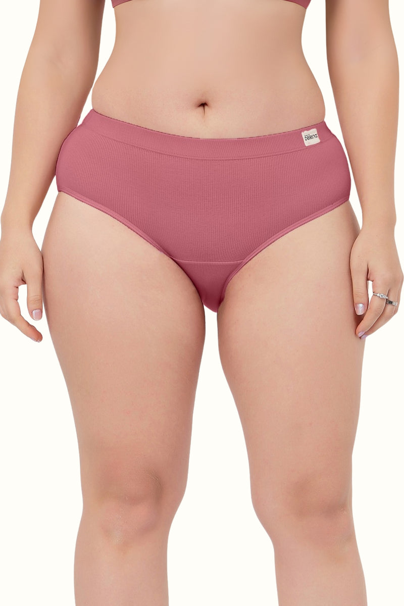 Sera Fine Rib Mid Rise Hipster - Blush