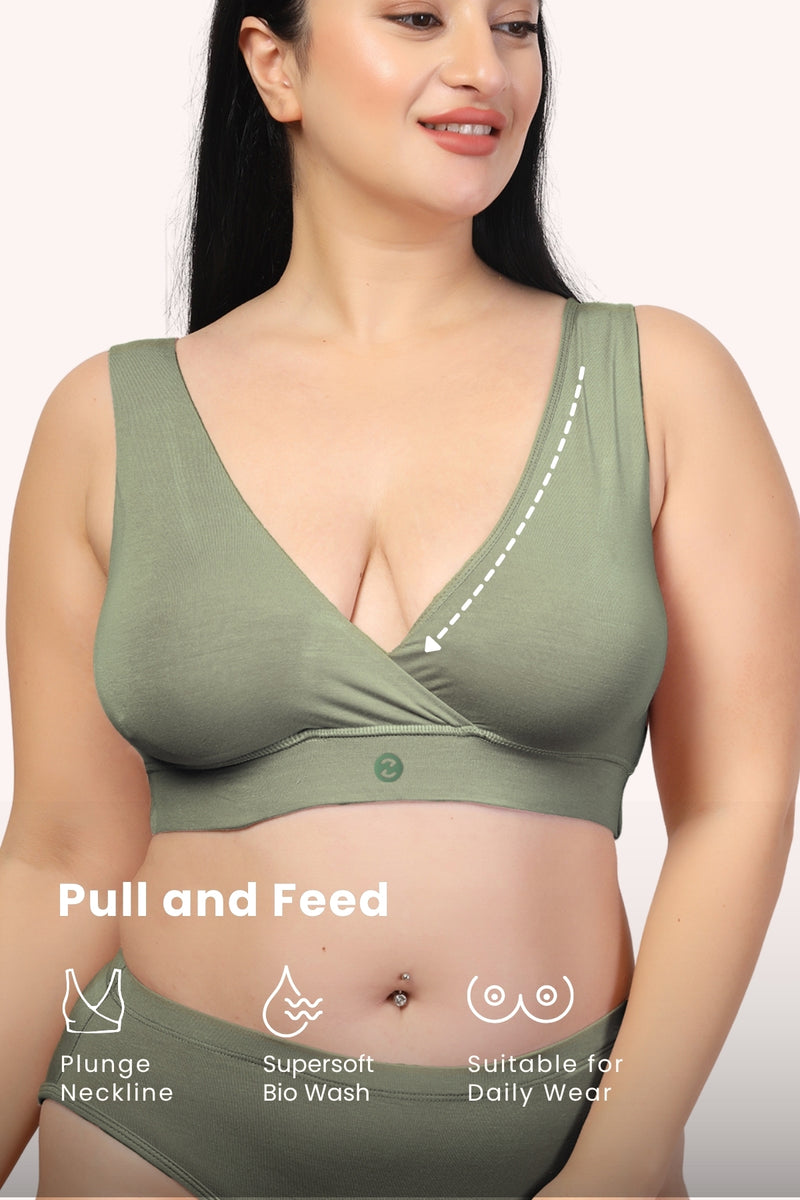 247 (Upgraded) Matcha Modal Padded Maternity Feeding Bra