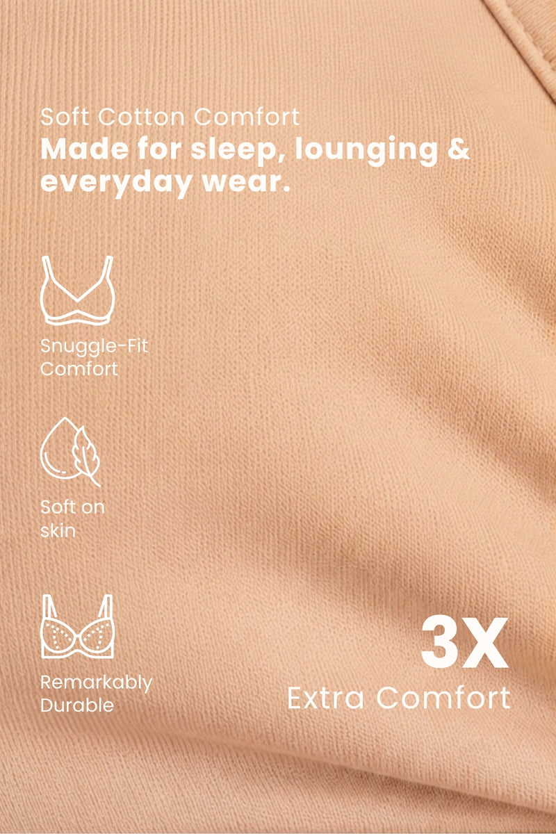 EasyMove non-padded Cotton Yoga Bra - Nude Almond