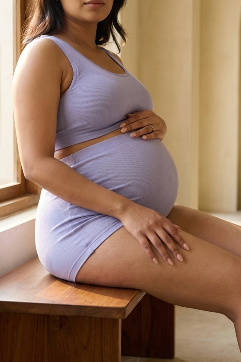 Pregnancy Panty – Over-the-Belly (Rib Textured) - M Blue