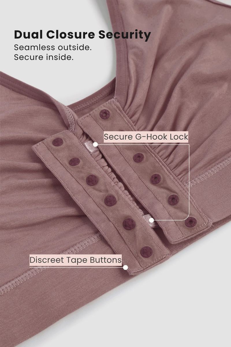 Ruched Tape-Button Nursing Bra - Coco