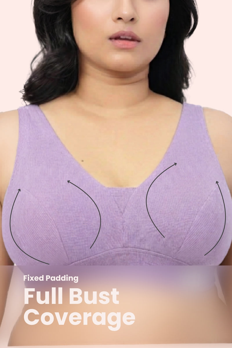 Natural Shape Fine Rib Bra - Lavender
