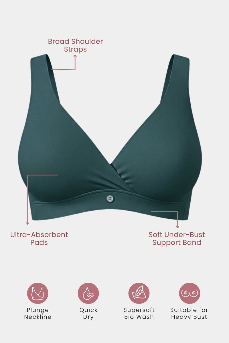 247 (Upgraded) Modal Padded Maternity Feeding Bra - Hunter Green