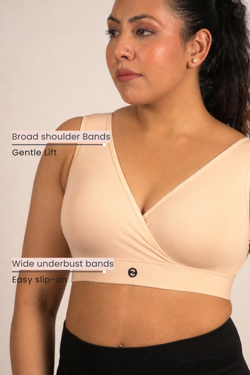 EasyMove non-padded Cotton Yoga Bra - Nude Almond
