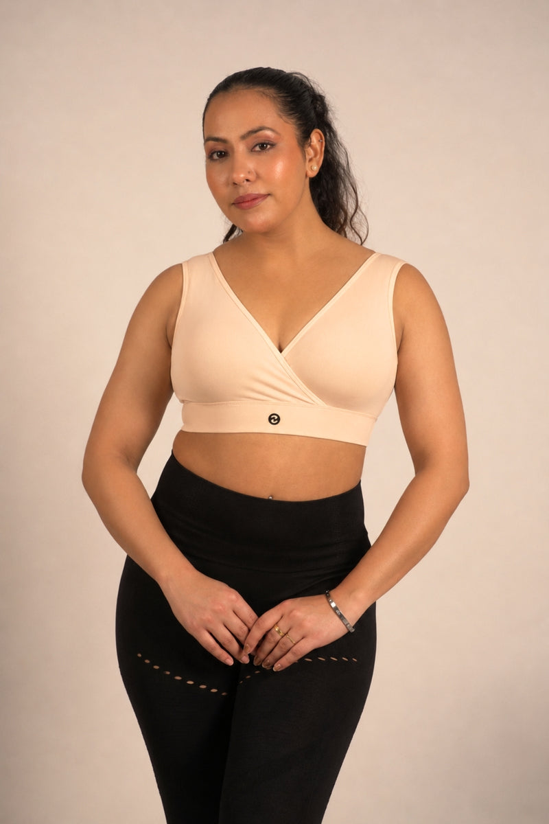 EasyMove non-padded Cotton Yoga Bra - Nude Almond