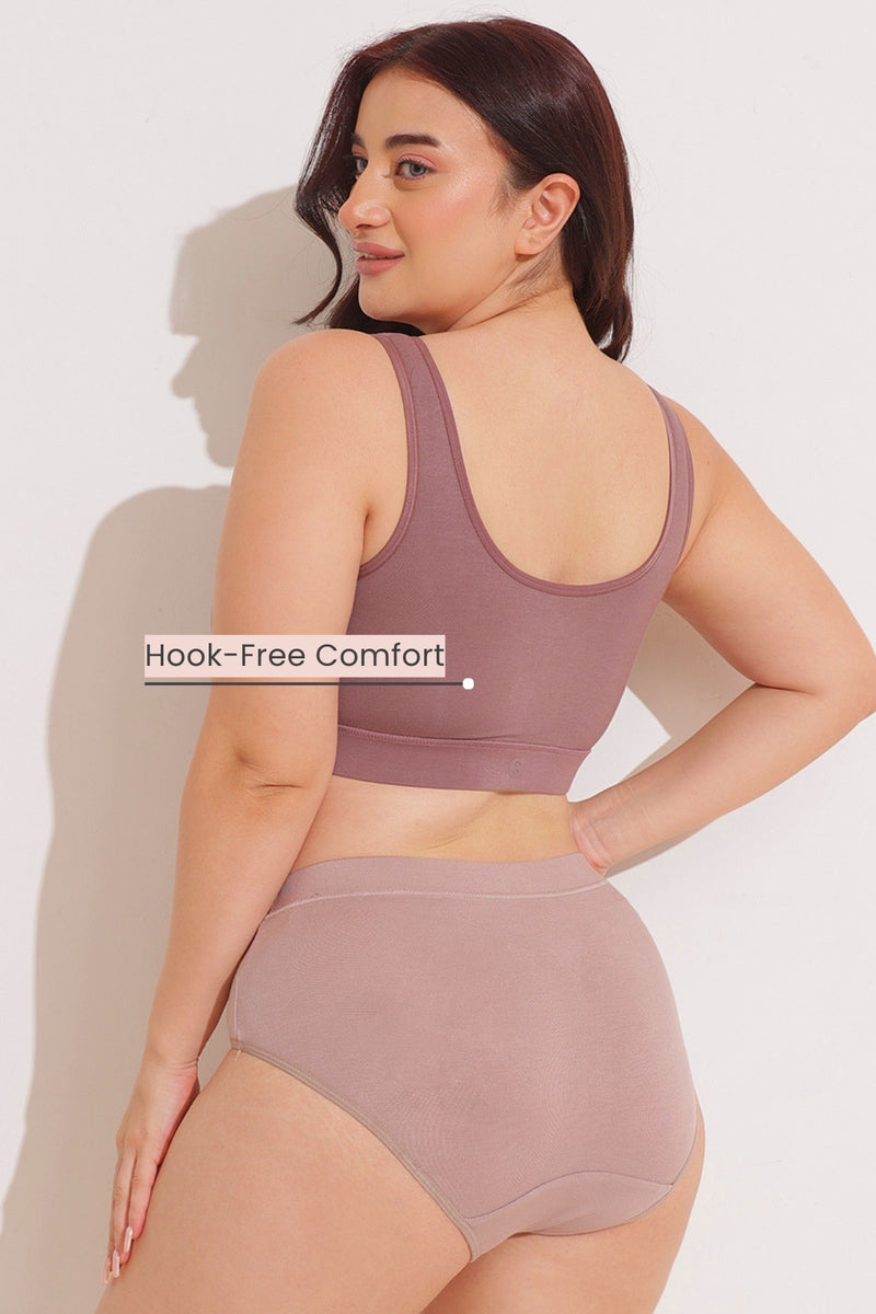 Ruched Tape-Button Nursing Bra - Coco