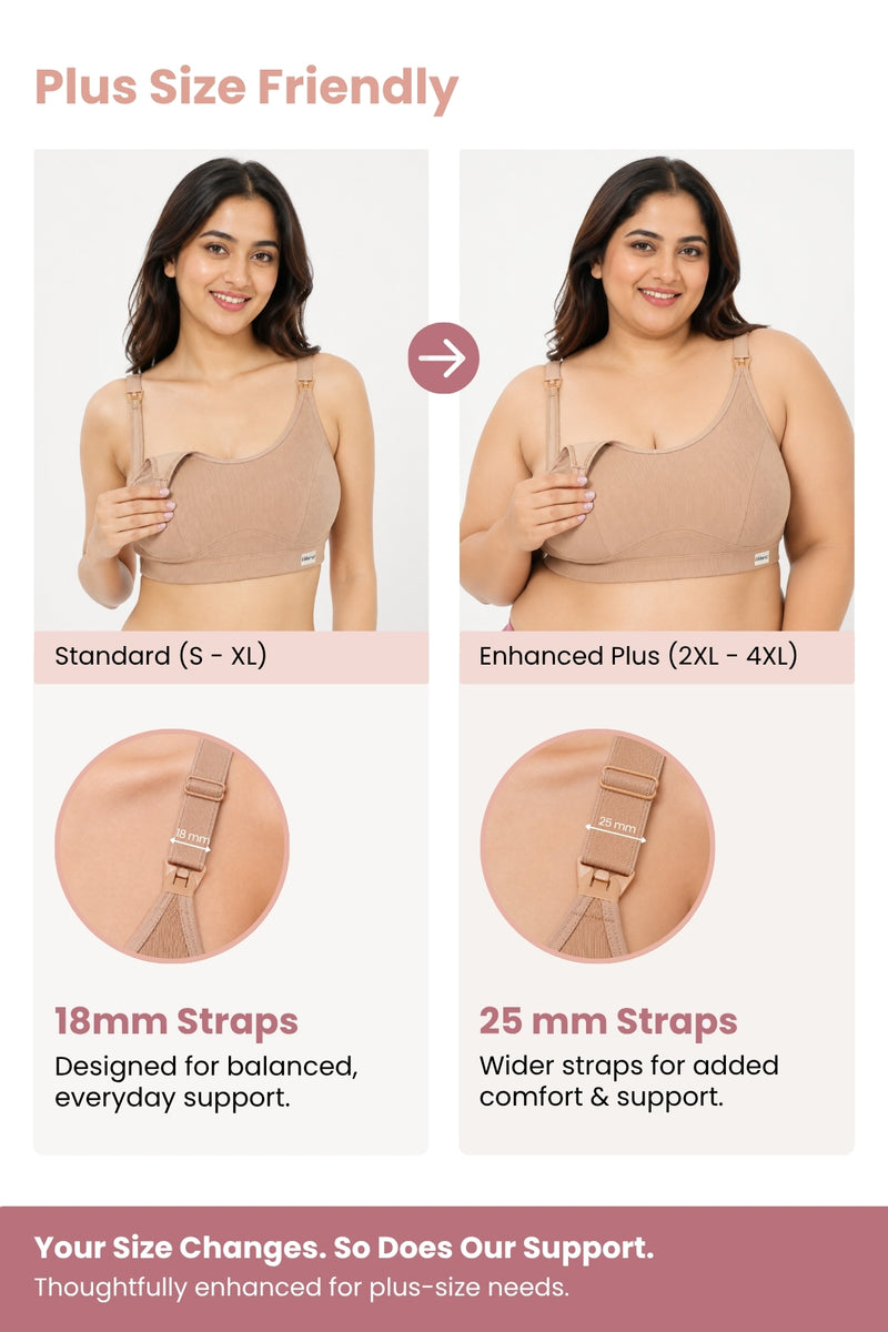Riva Fine-Rib Cotton Feeding Bra - Skin