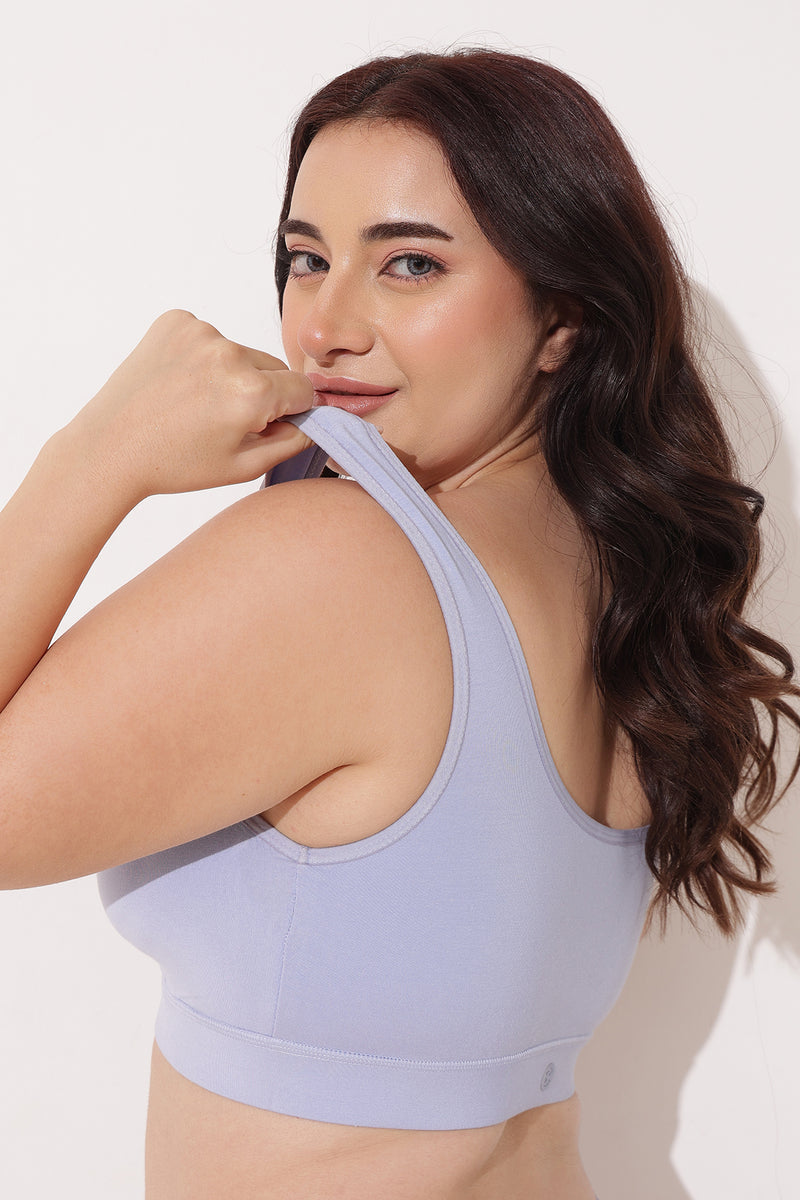Ruched Modal Front-Open Bra with G-Hook - Mist